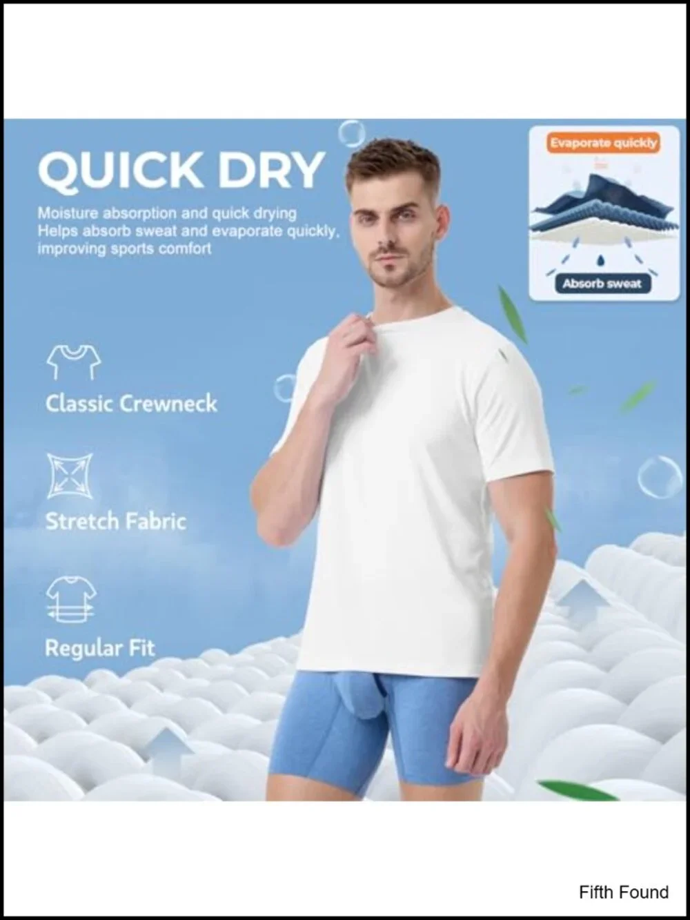 Men's Slim Fit Moisture-Wicking Undershirts 3 Pack Tag-Free Soft Stretch